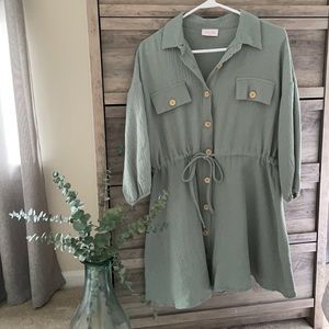 What I Like About You Sage Shirt Dress